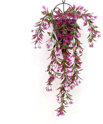 SUXUMHAO 2 fiori artificiali rampicanti, per Natale in plastica, piante di edera da appendere, colore rosso