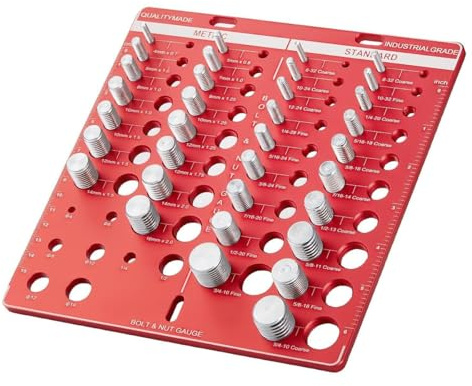 Ausi Strumento di controllo filettato per dadi e bulloni a 34 punte, calibro filettato metrico 15 e imperiale 19, strumento di misurazione, calibro di identificazione