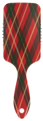 Cepillos antiestáticos para desenredar el cabello grueso con patrón de cuadros rojos y verdes tradicionales para cabello grueso, añade brillo y suaviza con hombres, mujeres y niños