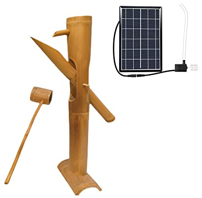 Fontana solare in bambù con pompa per interni ed esterni, decorazione da giardino zen – Fontana tranquilla per relax e serenità