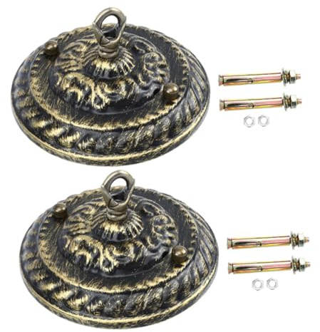 Generico 2 Pezzi Baldacchino per Plafoniera Vintage 130Mm con Gancio in Metallo Decorativo per Lampadari e Lampade a Sospensione Accessorio Multiuso per Illuminazione Casa