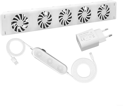 Ventilatore per radiatore Booster Smart per casa, bianco 5.0, flusso d'aria regolabile, a risparmio energetico, per la maggior parte dei radiatori, 47 x 6,9 x 3 cm (MXRV-25-E201)