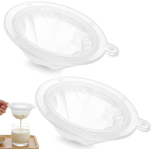 Guduling 2pcs Mesh Food Filter, Ultra Fine Mesh Strainer, 200 & 400 Mesh Nylon Strainer for Cooking Oil Milk Juice Wine Cheese Whey Grease Coffee