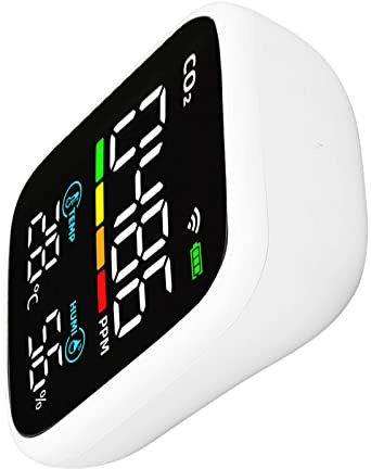 Cryfokt Monitor de Calidad del Aire 8 en 1, Detector de Humedad de Dióxido de Carbono con Carga USB para Análisis Inteligente, WiFi Incorporado para Seguimiento en Tiempo Real