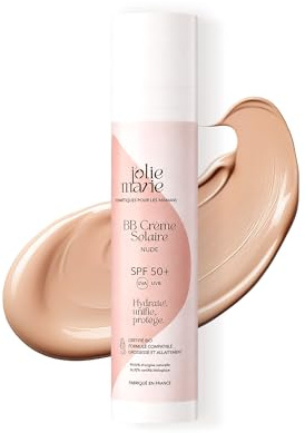 J’OLIE MARIE BB Crème Bio SPF 50+ – Soin Teinté avec Protection Solaire Minérale – Crème Visage à l’Huile d’Olive – Peaux Sensibles – Fabriquée en France – 50 ml (Nude)