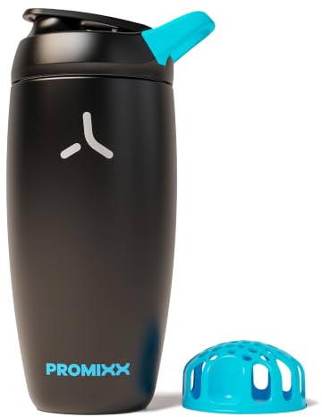 PROMIXX Pursuit Shaker Isolé – 550ml Acier Inoxydable Double Paroi Mélangeur Protéines avec Snap-Fit pour Shakes Glacés – Étanche pour Fitness – Noir