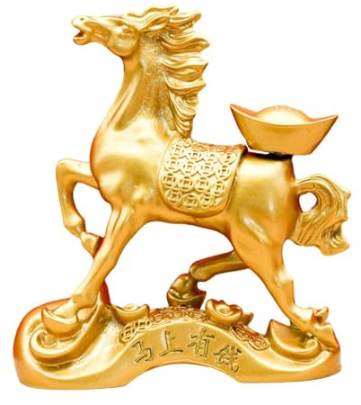 Homyl Cavallo Statuetta Artistica Desktop Ornamento Feng Shui Figura Decorativa Collezionabile Realizzata in Lega di Zinco Raffinata Adatta per Studio Soggi, Lingotto