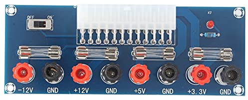 ATX Power Board 24 Pin Computer Chassis Power Supply Adapter, 4 Ausgänge mit Sicherung, PCB Material, 24 Pin Anschluss - Stabiler Aufbau, Mehrfachschutz, Praktisch für PC