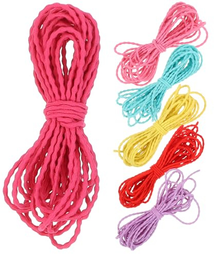 NUSITOU Cuerda Elástica Fina para Joyería y Lazos de Pelo 6 Piezas 5 Metros en Tonos Brillantes para Uso en Bricolaje y Decoración Familiar