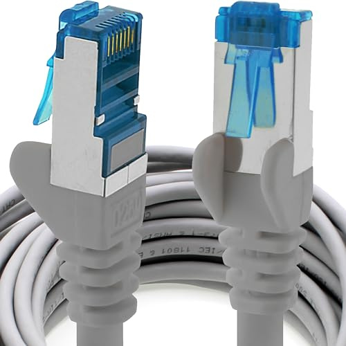 1aTTack.de 5m - CAT6a - network cable gray - 1 piece CAT 6 A patch cable 10000 Mbit s SFTP PIMF 500 MHz compatible with CAT5 CAT6 CAT7 DSL Internet Switch Router