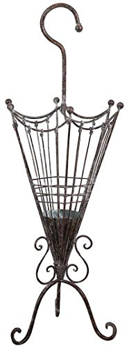 Biscottini Portaombrelli ferro battuto L32xPR32xH83 - Porta ombrelli Salvagoccia - Pratico portaombrelli da esterno e interno vintage Nero - Porta ombrelli con vaschetta