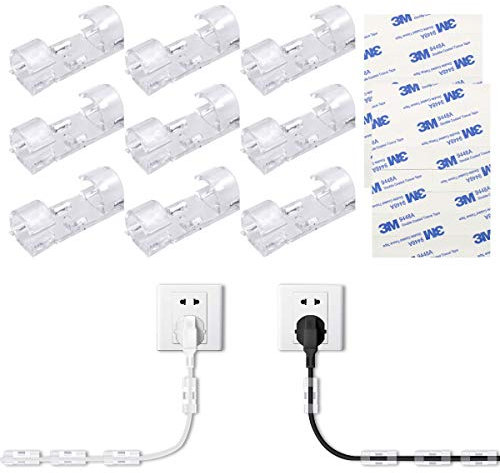 NATUCE 32PCS 10mm Organizador de Cables con Adhesivo, Abrazadera de Cables, Clips de Cable Adhesivos, Sujetacables de Alambre, Organizador de Cables Clip para Cables en Hogar, Oficina y Coche