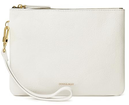 DORIS&JACKY Clutch-Geldbörse aus Lammleder für Damen, groß, weich, Designer-Geldbörse mit Riemen