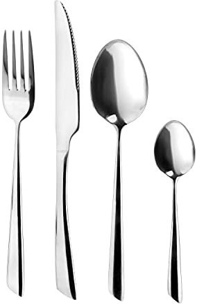 KASANOVA set posate 6 persone, set posate 24 pezzi acciaio inox con forchetta, coltello, cucchiaino e cucchiaio (Delta)