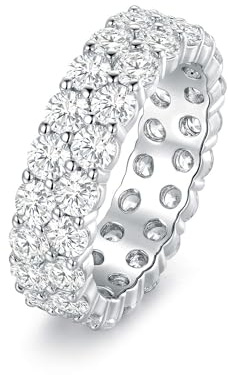 18K White Gold Plated Round-Cut Cubic Zirconia All-Around Band Ring Cocktail Jewelry for Women and Men (8)