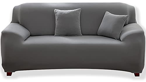 Teynewer 1-Piece Fit Stretch Sofa Cover, Sofa Slipcover Elastic Fabric Minimalism Style Chair Loveseat Couch Settee Sofa Covers Universal Fitted Furniture Cover Protector (3 Seater, Grey)
