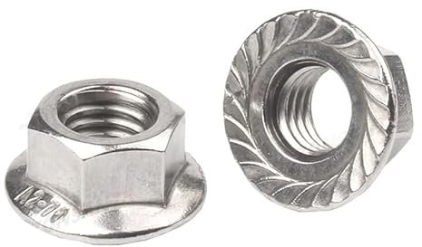1-50 Stück M3 M4 M5 M6 M8 M10 M12 M16 M20 Flanschmutter 304 Edelstahl Sechskant DIN6923 Zackenrutschsicherung Kontermuttern (Size : M16 x 2Pieces)