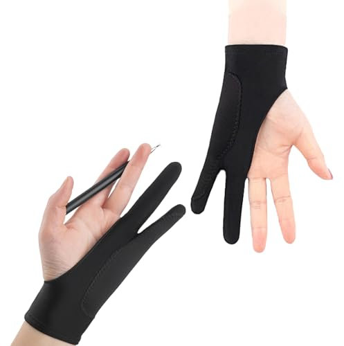 ieron 2 Pezzi Guanto da Artista, Taglia S Antivegetativa Fissa Anti-tocco a Tre Strati Grafica Digitale Disegno Guanto per Mano Destra Sinistra Guanto da Disegno a Due Dita
