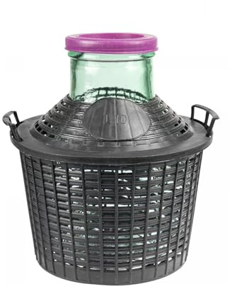 mille idee Damigiana 10 Litri Bocca Larga con Rivestimento in plastica con Tappo in plastica