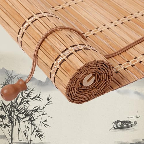 tow000ack Estores Enrollables de Bambú Natural,Interior y Exterior Persianas de Bambu,Protección Privacidad,Cortina Parasol para Puertas o Ventanas,Personalizada,Ancho x Alto (75cm x 120cm)