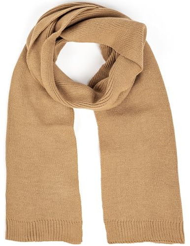 molti Schal Damen Herbst Winter Acryl Winterschal warm weich 204 x 24 cm (Braun)
