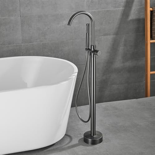 Badewanne Armatur Freistehende Badewannenarmatur mit Handbrause grau schwenkbarer Wasserhahn Einhebelmischer Dusche B