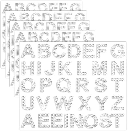 Dcsfadq 156 Stücke Silberne Glitzer-Strass-Buchstaben-Aufkleber Inkl, 26 Selbstklebende Buchstaben-Aufkleber, Acryl-Material für kreative DIY-Projekte, Handwerk, Hüten-Verzierung und Dekoration