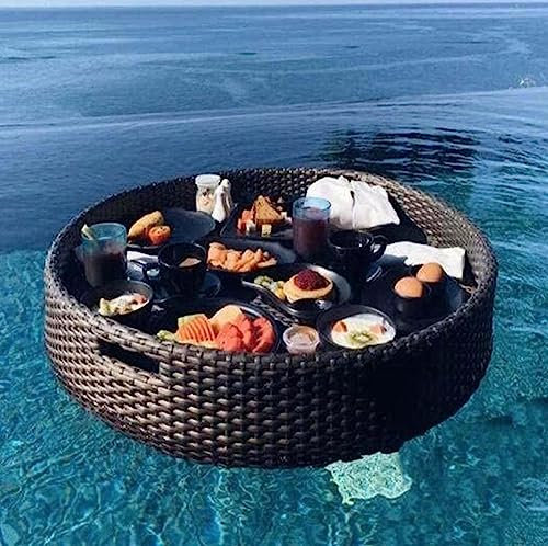 Inflatable Floating Drink Holder Tray for Pool Hot Tub Beach Party Cup Holders for Drinks Food Beer Swim Up Bar Accessories Portable Refreshment Table for Swimming Pool Lounge Area