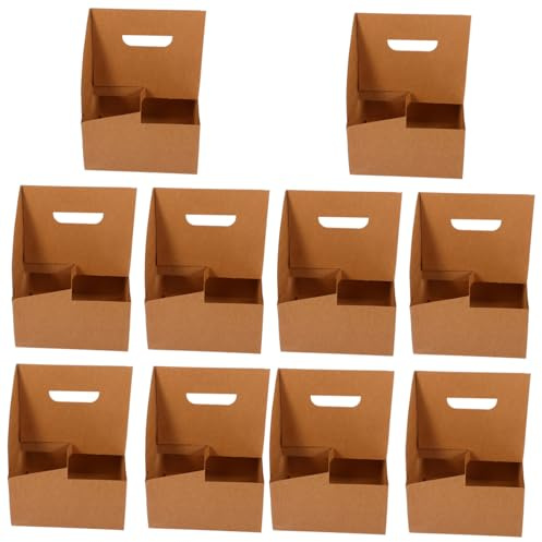 Yardenfun 10piezas Portavasos de Papelería Kraft Ranuras para Cerveza Bandeja Portavasos de Cartón de Café para Reparto Food Trucks
