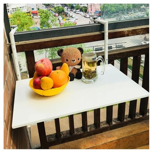 Générique Barre de Balcon Pliante réglable en Hauteur pour Balustrade - Idéale pour Servir des Aliments, des Boissons et Exposer des Fleurs - Solution de mobilier de Jardin Peu encombrante
