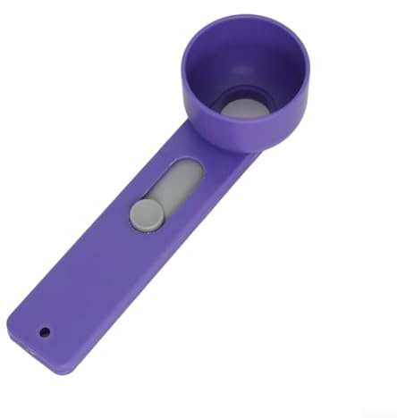 Paletta in plastica con imbuto integrato per erogare caffè, ingredienti da forno, proteine in polvere o prodotti per la casa, con manico ergonomico antiscivolo (viola)