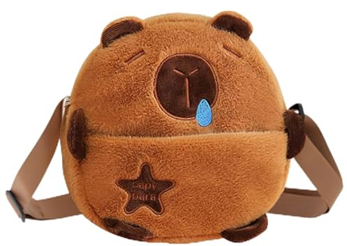 HTTDSLF Capybara Plush Crossbody Bag, Plüsch Handtaschen, Tasche & Rucksack für Kinder & Kuscheltierliebhaber, Umhängetasche aus Fell für Mädchen, Plüsch Capibara Shoulder Bag