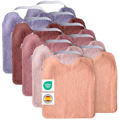 MIMUSELINA 10er-Pack Frottee Lätzchen Baby mit Elastischem Halsbund | Große Lätzchen Baby BLW aus Frottee und Wasserdichtem Stoff | Weich, Saugfähig, Leicht zu Reinigen | Ideal für die Kita