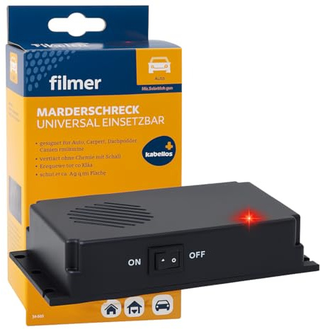 Répulsif anti-martres pour voiture - Répulsif efficace contre les martres pour environ 40 m² - Fonctionne avec piles - Pas besoin de pince à la batterie de la voiture - Protège efficacement le