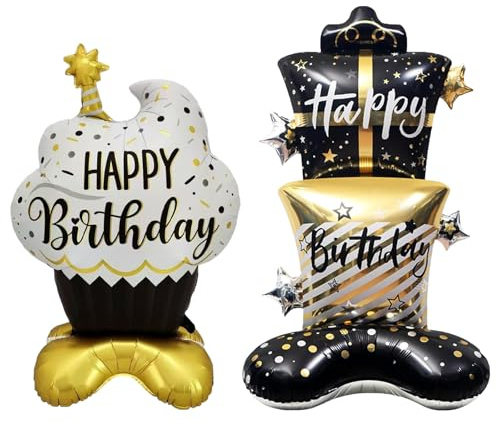 DazzJoy 2 Stück Happy Birthday Ballon Stehend, XXL Luftballon Happy Birthday, Folienballon Geburtstag Stehender, Helium Ballon Stehend, Luftballons Geburtstag für Kindergeburtstag Deko Junge Mädchen
