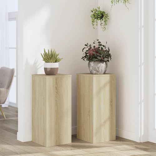 Portavasi da Interno ed Esterno,2 Pezzi in Legno Rovere Sonoma,Supporto per Piante con Design Moderno,Portavasi da Balcone,Fioriera da Esterno,per Soggiorno e Giardino,Colore Rovere Sonoma,30x30x70 cm