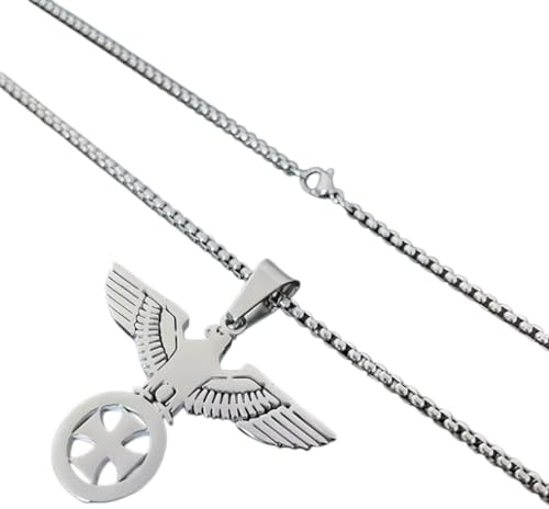 JXpxbao Vaterlandliebe Adler Eisernes Kreuz Kette, Hochwertige Edelstahl-Halskette, Wasserfest & Rostfrei, Präzise Verarbeitung