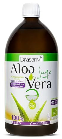 DRASANVI | Jugo de Aloe Vera 100% Puro BIO | Salud Gastrointestinal | Apoyo al Sistema Inmune | Desintoxicante Natural | Propiedades antiinflamatorias y | Sin conservantes | 1l