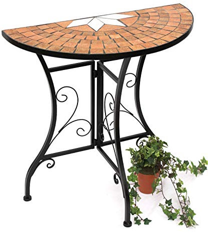 DanDiBo Tisch Halbrund Konsolentisch Wandtisch 120041 Beistelltisch Metall Mosaik 70 cm