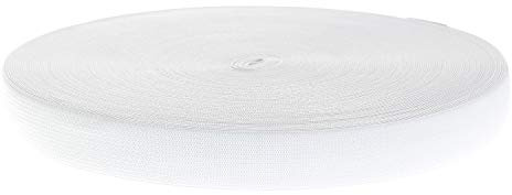 TUKA 40 Mètre x 25mm Elastique Plat à coudre, Élastique Bandes de Ruban pour vêtements personnalisés et articles de bricolage Artisanal, 40 mètres de Longueur, 25mm de Large, Blanc TKB5006-white