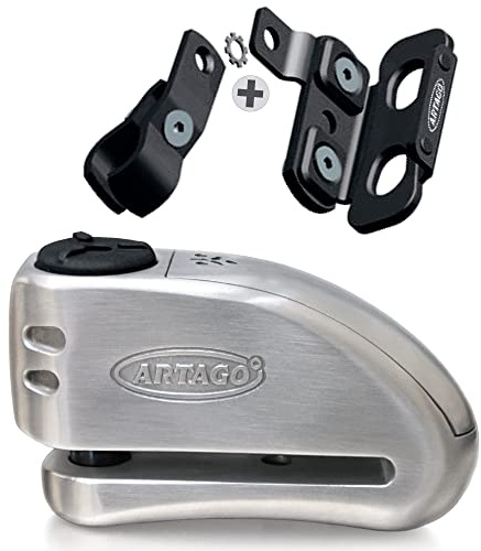 ARTAGO 32S4 Pack Antivol Bloque-Disque avec Alarme 120db Haute Sécurité + Support pour Honda CRF 1000L Africa Twin, Homologué SRA