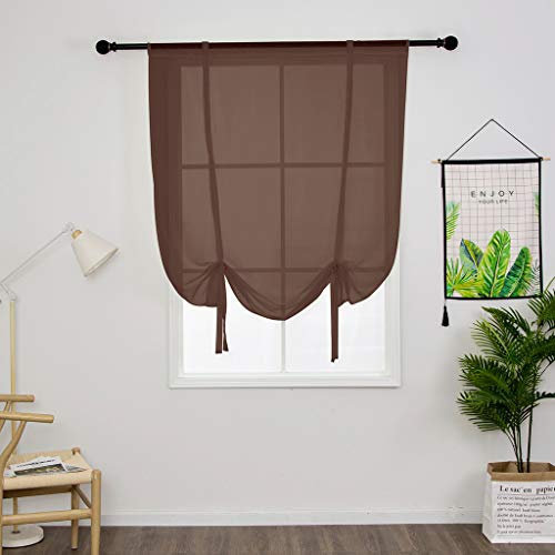 SIMPVALE 1 Stück Sheer Voile Vorhänge, 120×120cm Braun Raffrollo Vorhang, Transparente Gardinen für Wohnzimmer Schlafzimmer