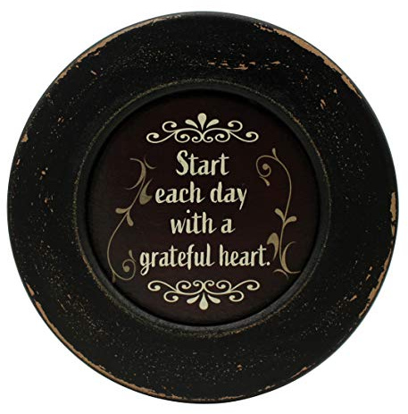 CVHOMEDECO. Primitives Start with Grateful Wood Decorative Plate Display Wooden Plate Home Décor Art, 10-3/4 Inch