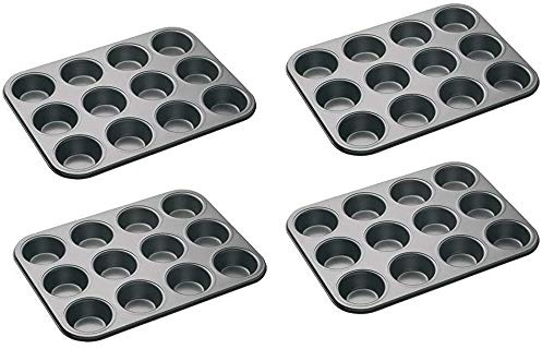 Bahob® 4 Pack 12 Hole Non Stick Cupcake Tray Muffin Pan Baking Moulds Hole Cup (Pack of 1,2,4) (4)