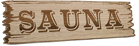 Generic 1014 - Cartel decorativo para sauna en 3D (29 x 8 cm, madera de roble, 29 x 8 cm), diseño de sauna
