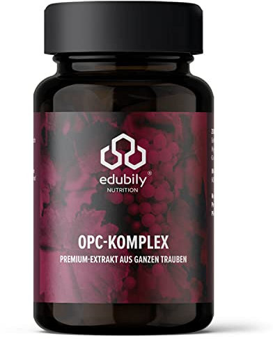 edubily nutrition® OPC-Komplex aus französischen Trauben - besonders reich an OPC und MPC - Laborgeprüft - 60 Kapseln im Braunglas