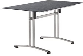 SIEGER Gastro-Tisch mit Säulenklapp-Gestell und Polytec® Platte, Gestell Graphit, Platte Schiefer anthrazit