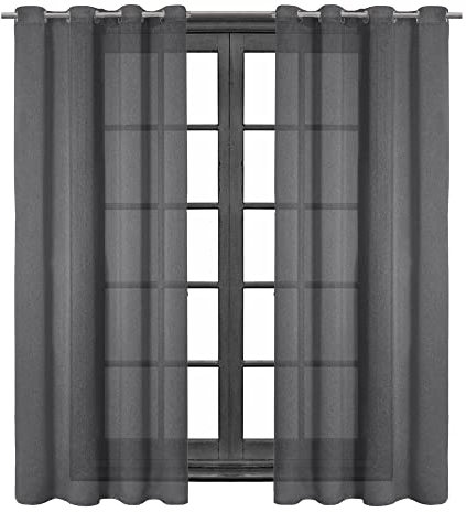 Cleanlevel EST 2016 Ösenschal Blickdicht Leinenartig Ösenvorhang Ösengardine Gardine Gardinen Ösen Vorhang Vorhänge Leinen Look Wohnzimmer 140x245cm (2, Dunkelgrau)