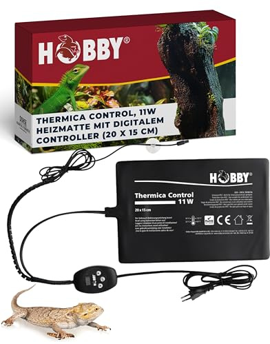 HOBBY Terraristik Thermica Control 11 W I Heizmatte mit Temperaturregler & Sensor I Einstellbar 20-50 °C I Zubehör für Terrarien & Gewächshäuser