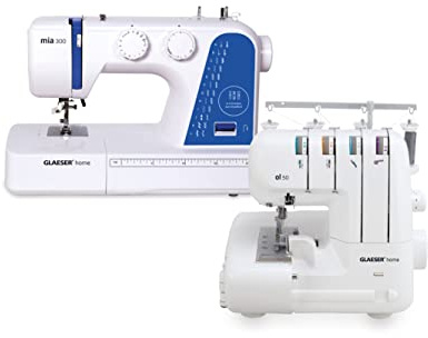 GLAESER Home Set di macchine da cucire | Principiante & Overlock | Facile da usare | Macchina da cucire digitale (Mia300 + Overlock)